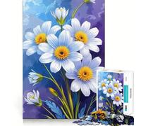 White Daisies Floral Arrangement 1000 Pieces Puzzles for Teenagers Mind Boost Fun High Accuracy Cutting Craft Calming Mental Break Activity (38x26cm)