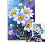 White Daisies Floral Arrangement Jigsaw 1000 Pieces for Teenagers Mental Boost Game Firm Fit Secure Assembly Family Fun Night Activity (50x75cm)