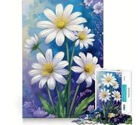 White Daisies Floral Art Jigsaw for Teenagers 1000 Pieces Mental Improve Play Uniform Size Precise Pieces Family Fun Night Activity (38x52cm)