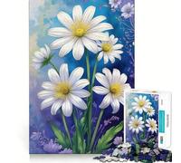 White Daisies Floral Art Jigsaw for Teenagers 1000 Pieces Mind Boost Fun Clean Cut Sturdy Components Heartwarming Gathering Activity (50x75cm)