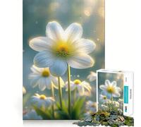 White Daisies in A Field Jigsaw 1000 Pieces for Teenagers Memory Train Fun Clean Seamless Connection Relaxing Indoor Group Activity (38x26cm)