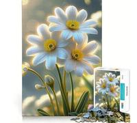White Daisies in A Sunny Field Jigsaw 1000 Pieces Focus Building Toy Zero Gap Rewarding Activity for Rainy Days (50x75cm)