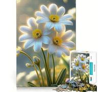 White Daisies in A Sunny Field Jigsaw Puzzles 1000 Pieces Focus Boost Fun Laser Cut for Flawless Fit Bonding Activity for Loved Ones (38x26cm)