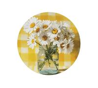 White Daisies In The Vase Round Magnetic Fridge Magnets For Kitchen Durable With Enduring Magnetism