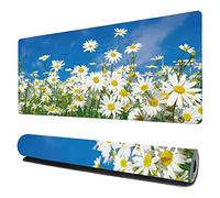 White Daisies on Blue Sky Gaming Mouse Pad XXL Large Desk Mouse Pad Keyboard Mat with Stitched Edges Waterproof Non-Slip Desk Mat for Laptop,Keyboard,Computer 35.4 * 15.7 Inch