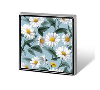 White Daisies on Light Blue Vintage Unisex Brooches & Pins Square Lightweight Lapel Badge Jewelry for Clothing Shawl Hat