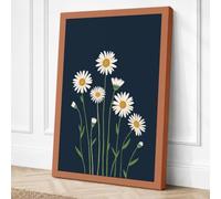 White Daisies on Navy Canvas Wall Art Print 18x12 Inch | Ready to Hang, Gallery Wrapped, Fade-Resistant Inks, Securely Packaged, UK Made