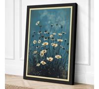White Daisies Rising Canvas Wall Art Print 36x24 Inch (91 x 61 cm)