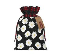 White Daisy 2 Print Christmas Wrapping Bags Gift Bags With Drawstring, Xmas Party Presents And Favors