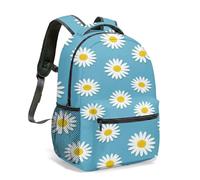 White Daisy Backpack 16 Inch Floral Pattern All-Over Print Botanical Garden Flat Illustration Rucksack Lightweight Travel Bag (02)