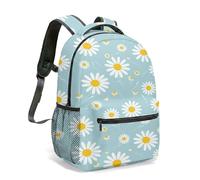 White Daisy Backpack 16 Inch Floral Pattern All-Over Print Botanical Garden Flat Illustration Rucksack Lightweight Travel Bag (03)