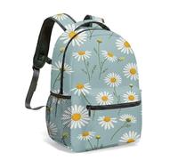 White Daisy Backpack 16 Inch Floral Pattern All-Over Print Botanical Garden Flat Illustration Rucksack Lightweight Travel Bag (01)