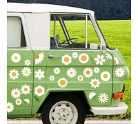 White Daisy Bike Stickers, 8 Sheets Daisy Flower Car Decals, Bicycle Cycling Frame Decorative Decals, Waterproof Sticker for Skateboard, Helmets, Water Bottle, Window, Journal, Luggage Decoration