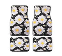 White Daisy Car Floor Mats Set Of 4,Front Rear Carpets Mats