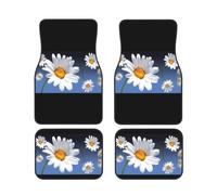 White Daisy Car Floor Mats Set Of 4,Front Rear Carpets Mats