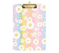 White Daisy Colorful Stripes Acrylic clipboard with File Standard Letter A4 Size Standard Hole for Soccer Truck Driver Gold 12x9in Tabla para escribir con Clip