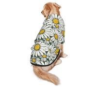 White Daisy Dog Hoodie for Medium Large Dogs, Warm Soft Pet Sweatshirt, Easy to Wear Jumper Clothes