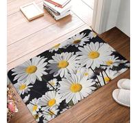 White Daisy Door Mat Indoor Outdoor Welcome Mat Resist Dirt Entryway Mat Low Profile Floor Mat Front Doormat Non-Slip Bath Mats Absorbent Flannel Area Rug 24 x 16 in