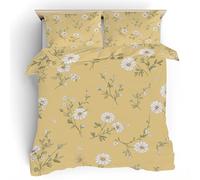 White Daisy Duvet Cover Set, Flower Girl Single Bedding Set, Soft Microfiber Reversible Quilt Cover 2 Piece with Zipper Closure, 1 Duvet Cover 135x200 cm 1 Pillowcase