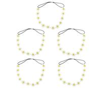 White Daisy Flower 5Pcs Headbands Cloth for Women Girls | Lightweight Breathable Wear, Small Daisy Bloom Shape, All-Match Styling, Daily Outfits, Parties and Festival Looks