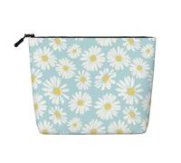 White Daisy Flower, Cosmetic Bag Imitation Linen Makeup Bag Portable Travel Toiletry Bag