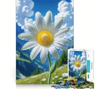 White Daisy Flower in Mountain Meadow Jigsaw Puzzle 1000 Pieces Cognitive Fun Play High Precision Die Cut Unique Gift for Stress Relief (38x26cm)