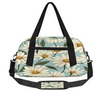 White Daisy Flower Kids Overnight Duffle Bags for Girls Boys, Blue Lightweight Sports Gym Bag for Kids，Small Overnight Weekender Carry on Travel Bags Dance Bag, White Daisy Flower, 18.5L x 7.8W x 9.4H