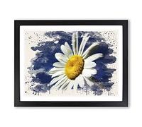 White Daisy Flower No.7 Modern FC Framed Print | A2 Black Framed Wall Art | Ready to Hang | Modern Floral Picture | Living Room Bedroom Lounge Office