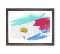 White Daisy Flower No.9 V2 Modern Framed Print | A2 Walnut Framed Wall Art | Ready to Hang | Modern Floral Picture | Living Room Bedroom Lounge Office