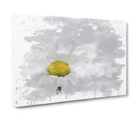 White Daisy Flower No.9 V3 Canvas Print | Gallery Wrapped 30mm Frame Wall Art | 24x16 inches | Ready to Hang | Modern Floral Picture | Living Room Bedroom Lounge Office