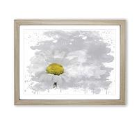 White Daisy Flower No.9 V3 Modern Framed Print | A2 Oak Framed Wall Art | Ready to Hang | Modern Floral Picture | Living Room Bedroom Lounge Office