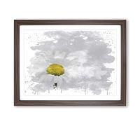 White Daisy Flower No.9 V3 Modern Framed Print | A2 Walnut Framed Wall Art | Ready to Hang | Modern Floral Picture | Living Room Bedroom Lounge Office