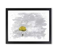 White Daisy Flower No.9 V3 Modern Framed Print | A3 Black Framed Wall Art | Ready to Hang | Modern Floral Picture | Living Room Bedroom Lounge Office