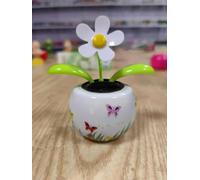 White Daisy Flower Solar Dancing Solar Powered Dancing White Flower in Colorful Shape Flip Flap Animated Bobblehead Dancer Window Sun Catcher Car Dashboard Decor Solar Power Kits
