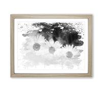 White Daisy Flower Vol.5 V4 Modern Framed Wall Art Print, Ready to Hang Picture for Living Room Bedroom Home Office Décor, Oak A2 (64 x 46 cm)