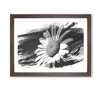 White Daisy Flower Vol.7 V1 Modern Framed Print | A4 Walnut Framed Wall Art | Ready to Hang | Modern Floral Picture | Living Room Bedroom Lounge Office