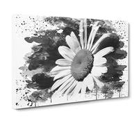White Daisy Flower Vol.7 V4 Canvas Print | Gallery Wrapped 30mm Frame Wall Art | 24x16 inches | Ready to Hang | Modern Floral Picture | Living Room Bedroom Lounge Office