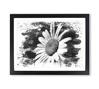 White Daisy Flower Vol.7 V4 Modern Framed Print | A4 Black Framed Wall Art | Ready to Hang | Modern Floral Picture | Living Room Bedroom Lounge Office