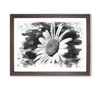 White Daisy Flower Vol.7 V4 Modern Framed Wall Art Print, Ready to Hang Picture for Living Room Bedroom Home Office Décor, Walnut A2 (64 x 46 cm)