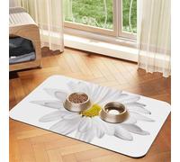 White Daisy Flower With Bright Yellow Heart,Waterproof Pet Feeding Mat,PU Leather Placemats for Cat Dog Water Bowl,Food Mats,40x60cm