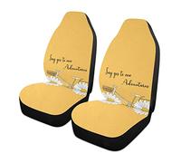 White Daisy Flower with Quotes Say Yes to New Adventure on Yellow 1 PC Car Front Seat Covers Non-Slip Vehicle Premium Fabric Seat Protector Case Universal Fit for Auto Truck Van SUV Car