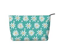 White Daisy Flowers, Cosmetic Bag Corduroy Makeup Bag Portable Travel Toiletry Bag