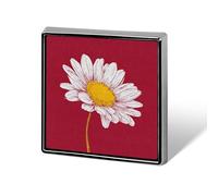 White Daisy Flowers on Deep Red Unisex Brooches & Pins Square Lightweight Lapel Badge Jewelry for Clothing Shawl Hat