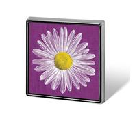 White Daisy Flowers on Purple Linen Unisex Brooches & Pins Square Lightweight Lapel Badge Jewelry for Clothing Shawl Hat