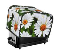 White Daisy Flowers Print 4-Slice Toaster Cover Protector Appliance For Kitchen Breakfast Tool Daily Decor