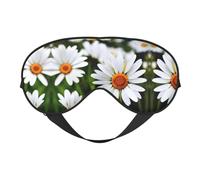 White Daisy Flowers Print Soft Eye Mask – Adjustable Strap, Elastic Nighttime Shade for Meditation, Travel, and Yoga