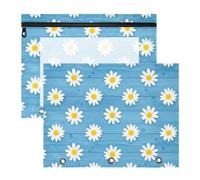 White Daisy Flowers School Pencil Case Pouch