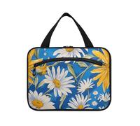 White Daisy Hanging Bags for Traveling Women with Hook, Designer Foldable Makeup Bags for Travel Accessories for Women Trip estuche para brochas maquillaje L