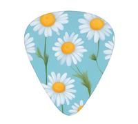 White Daisy In Light Blue Background Guitar Picks Set-Premium Abs Material,Various Thicknesses-Enhance Your Playing Experience
