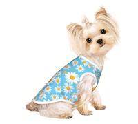 White Daisy in Light Blue Background Print Dog Shirt Summer Pet T-Shirts Stretchy Cats Dogs Tee Shirt Sleeveless Tank Top Dog Vest